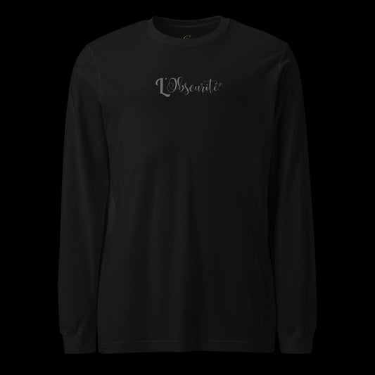 Cotton | Black long-sleeved tee with unique graphic designs for any outfit