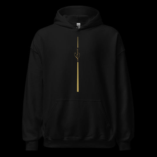 Cotton black pullover hoodie with unique graphic designs for any outfit
