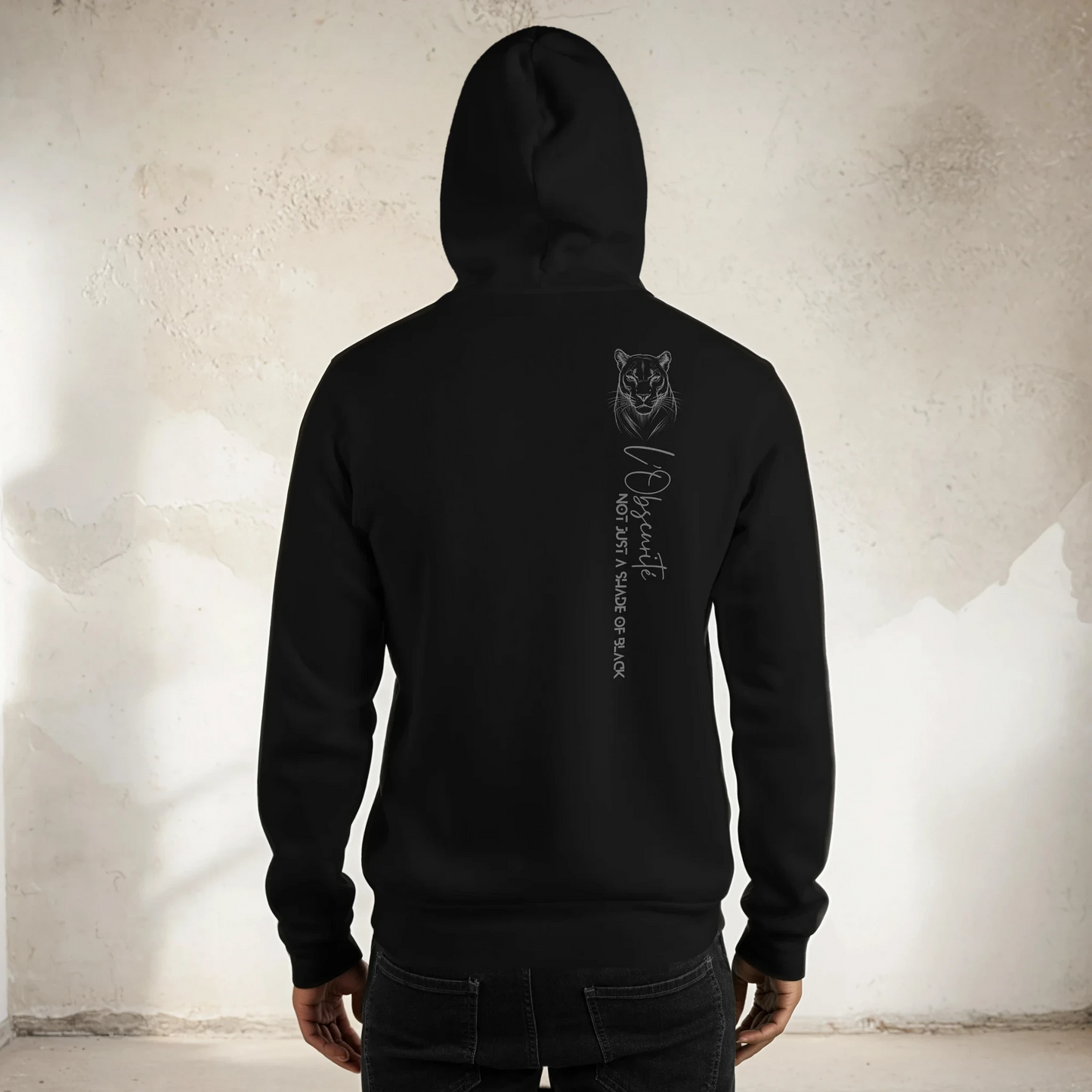 Black hoodie, shade of black