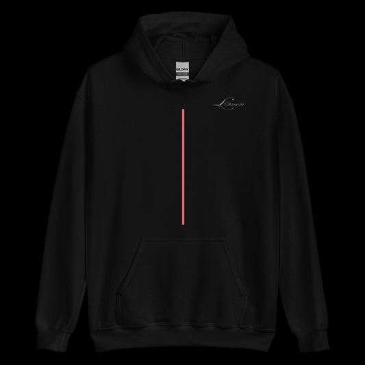 black hoodie minimalistic with red line