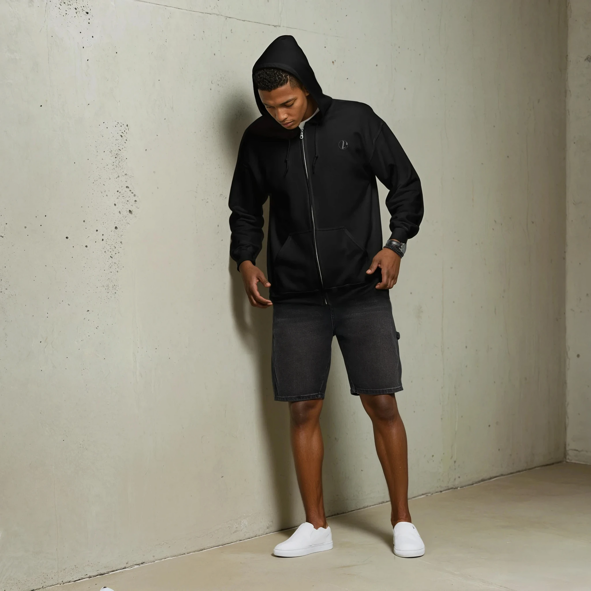 man wearing a lobscurite hoodie