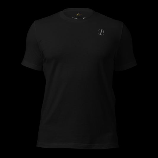black crewneck tee for men bold stitch