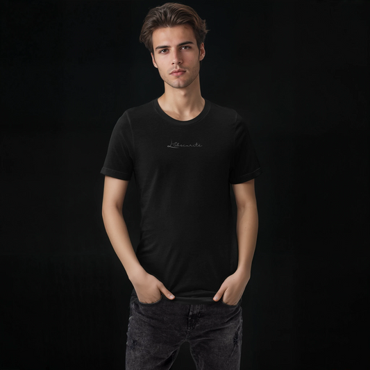 Cotton | Black crewneck t-shirts with unique graphic designs for any outfit