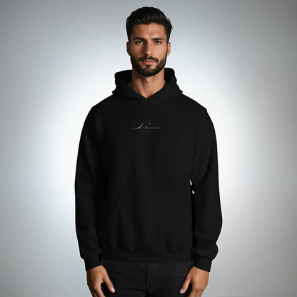 man wearing a black hoodie minimalistic