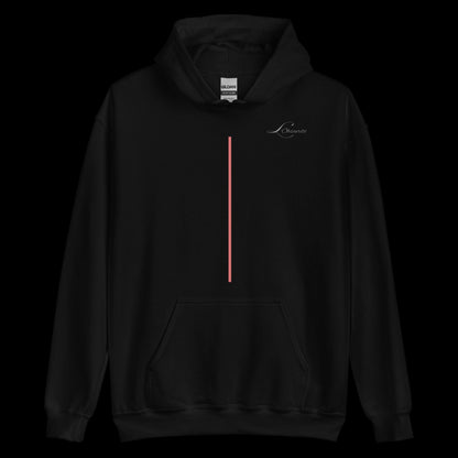 black hoodie minimalistic with red line