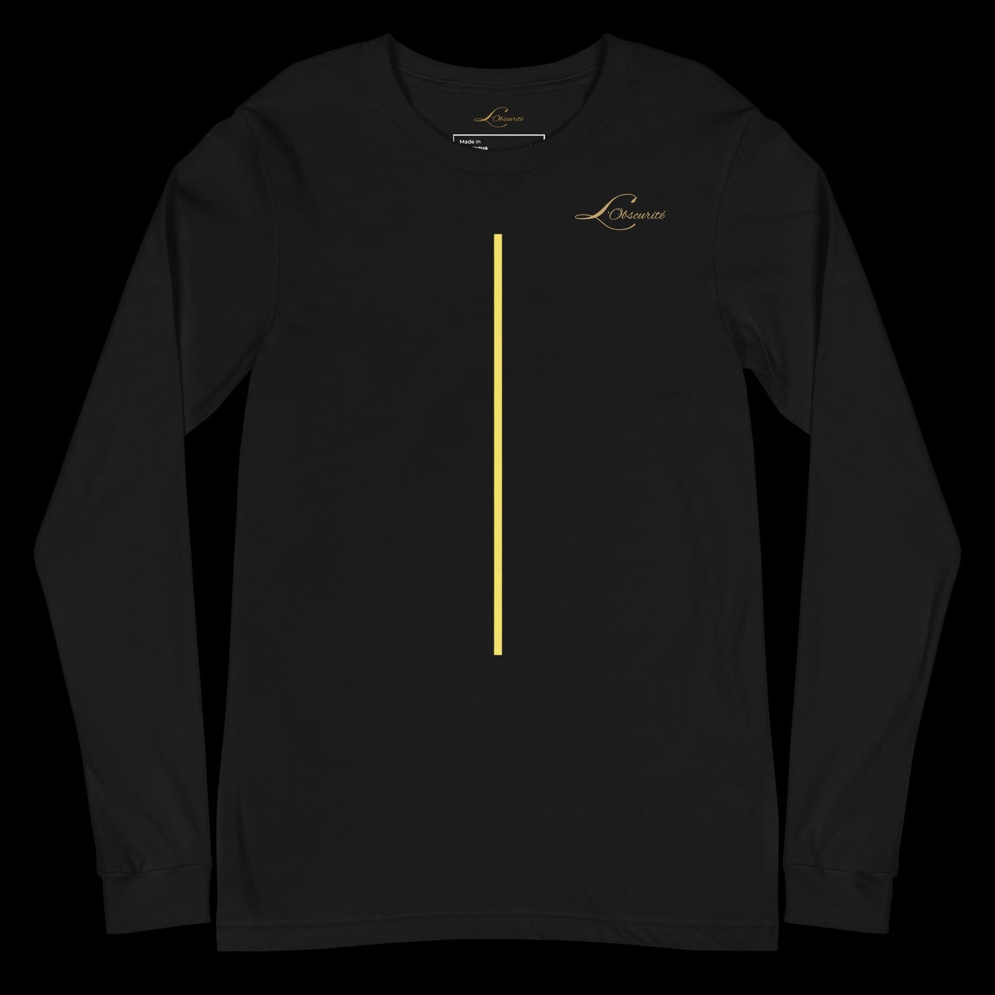 black long sleeve tee with golden line