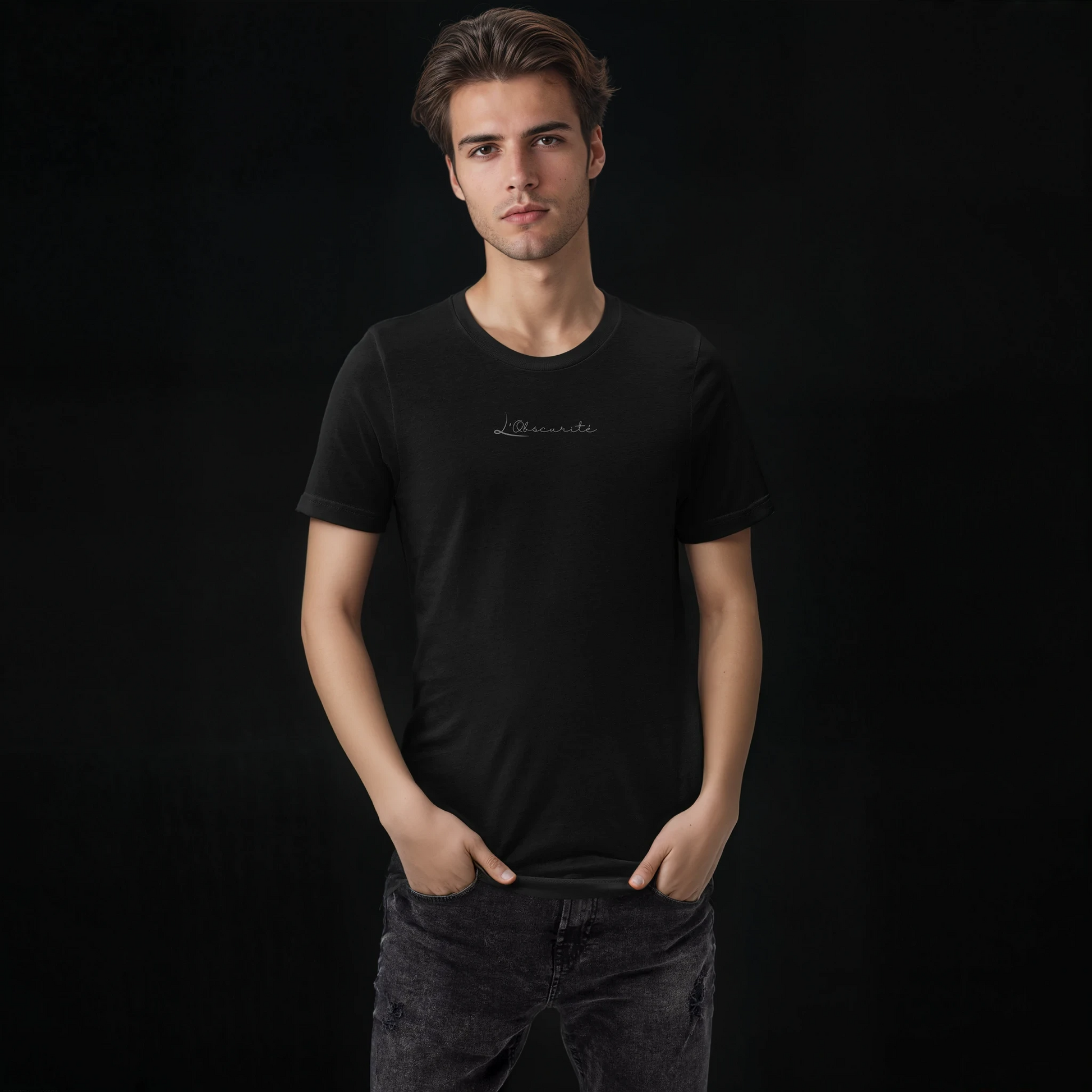 Cotton | Black crewneck t-shirts with unique graphic designs for any outfit