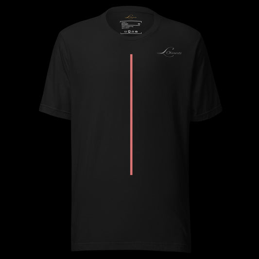 soft touch black t-shirt minimalistic , red line
